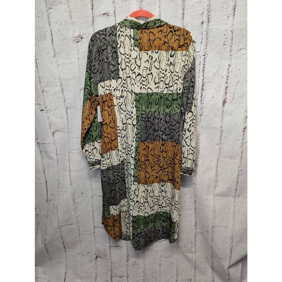 Nine West Shirt Dress Button Front‎ Tie Knot Waist Snake Print Size Large NWT - Picture 5 of 11